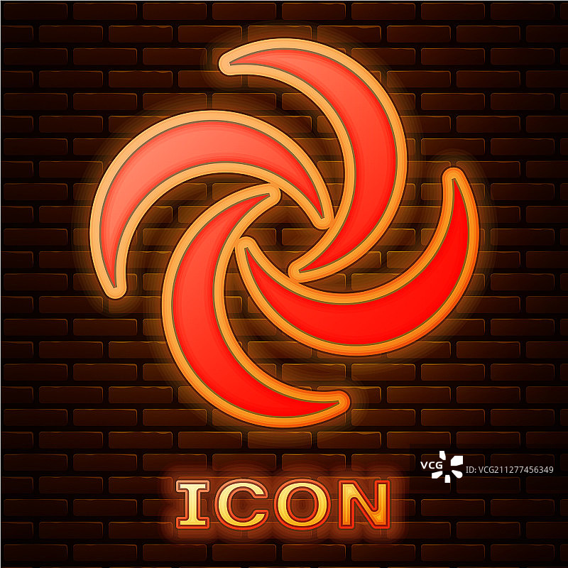 砖墙上的发光霓虹灯龙卷风图标图片素材
