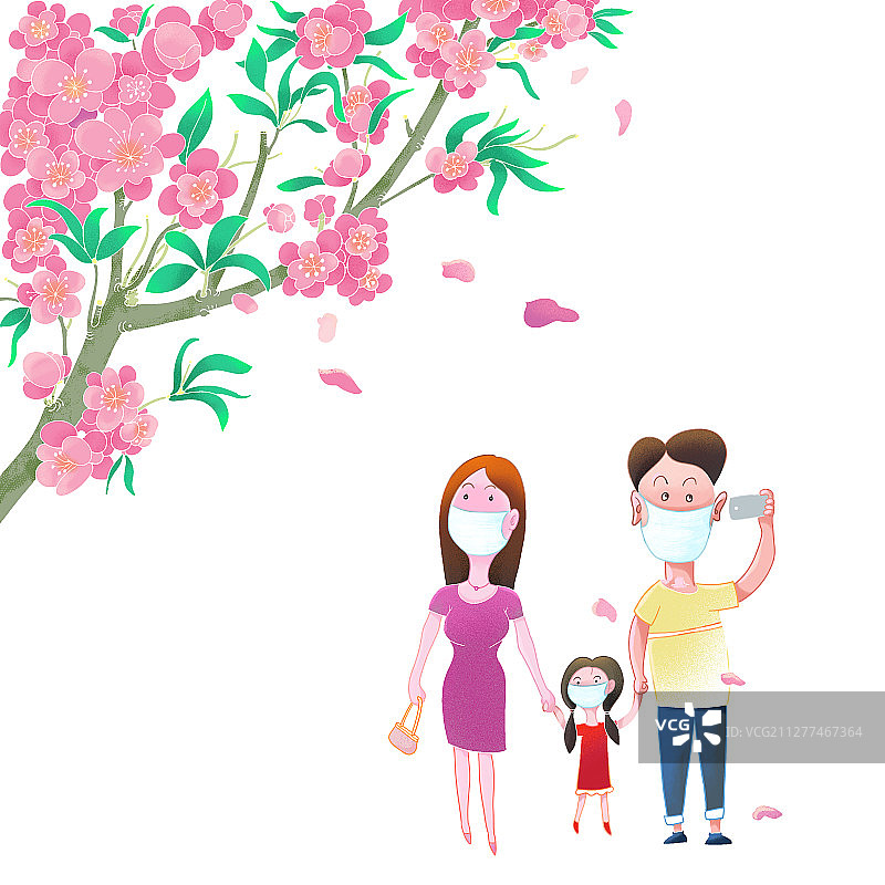 插图：春来赏花去图片素材