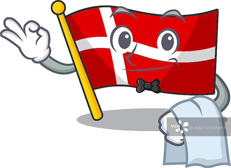 丹麦服务员造型旗帜图片素材