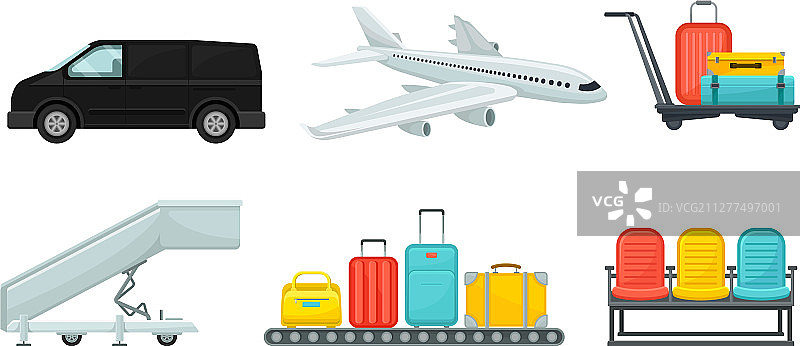 机场设计元素不同交通工具图片素材