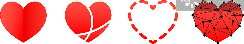 现代简约红色心形图标集图片素材