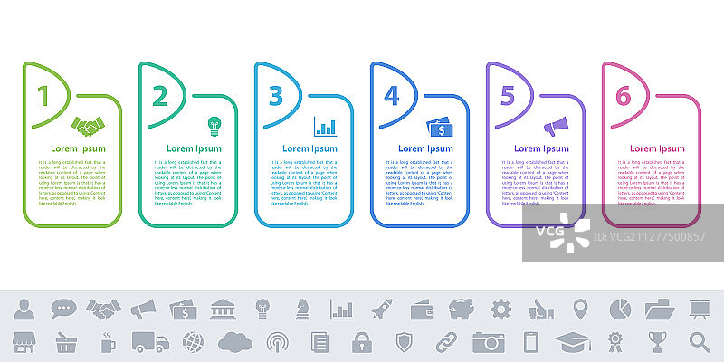 六步商业概念信息图表设计图片素材