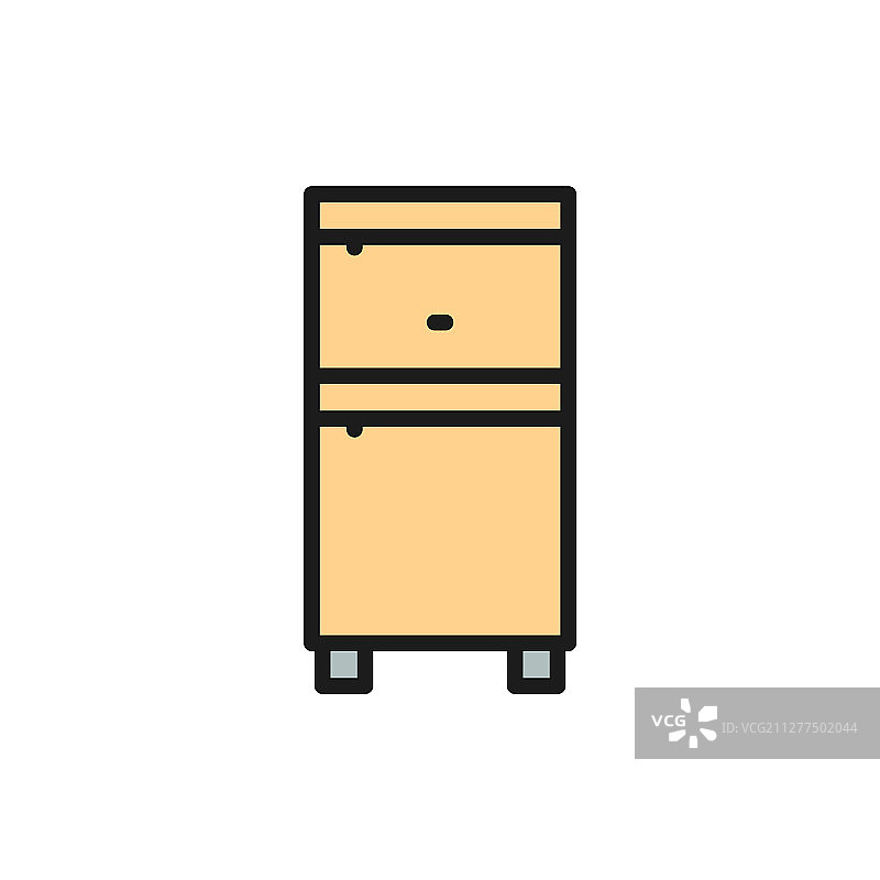 冰箱冰柜彩色线条图标图片素材