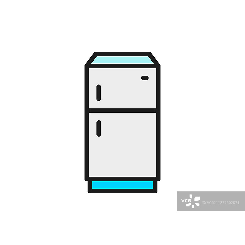 冰柜冰箱彩色扁平线条图标图片素材