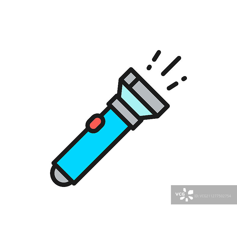 露营灯扁平颜色线性图标图片素材