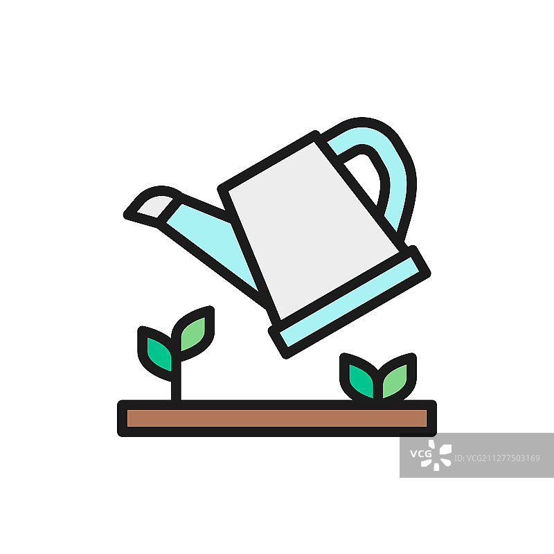 彩色浇水壶浇水植物图片素材