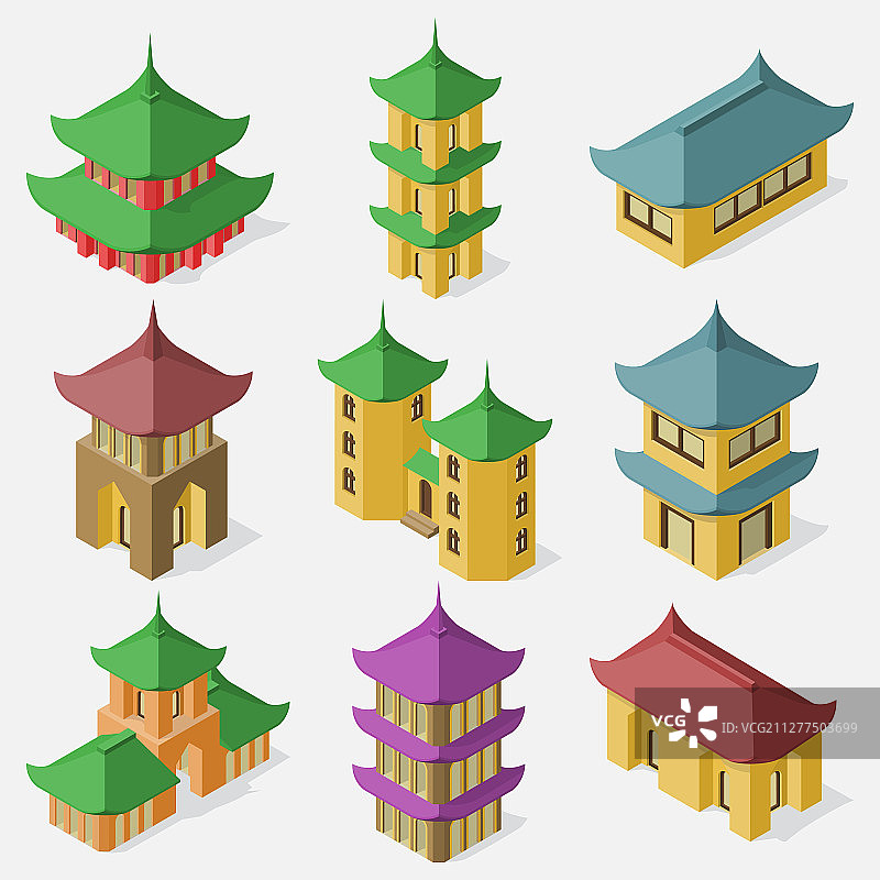 2.5D东亚建筑图片素材