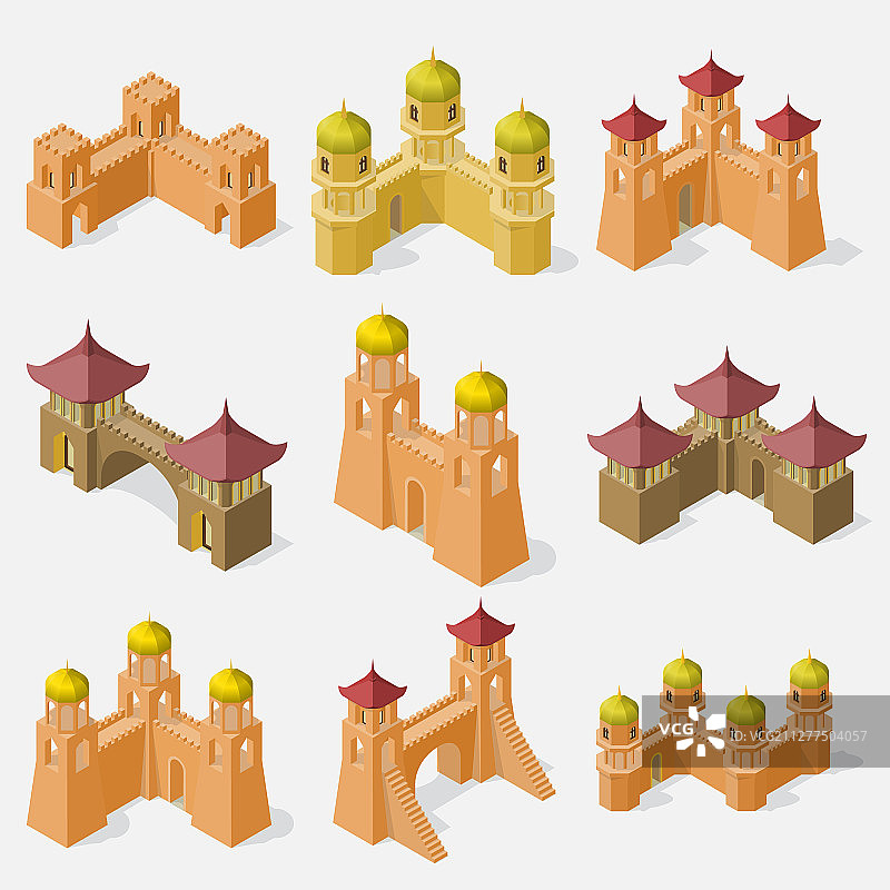 2.5D堡垒建筑元素图片素材