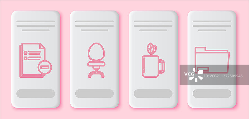 带办公椅和杯子的线条文档图片素材