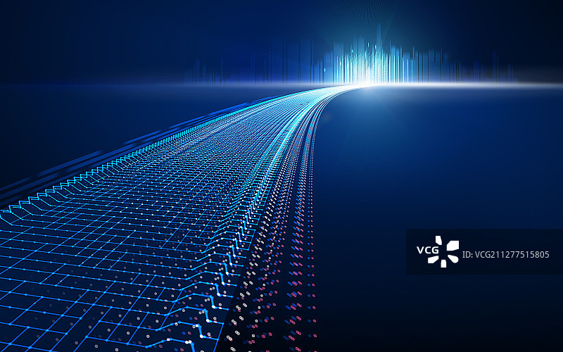 科技概念背景，光线与数字道路图片素材