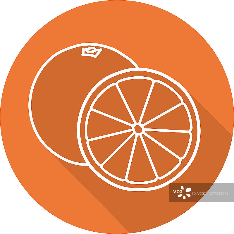 扁平线性长阴影橙子图标图片素材