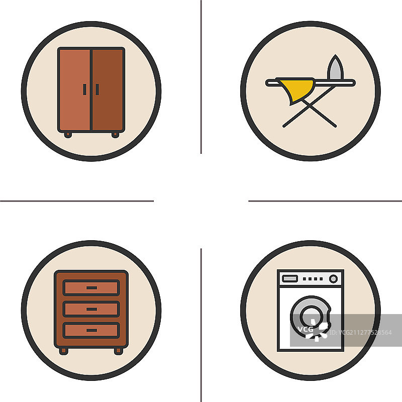 家具彩色图标集图片素材