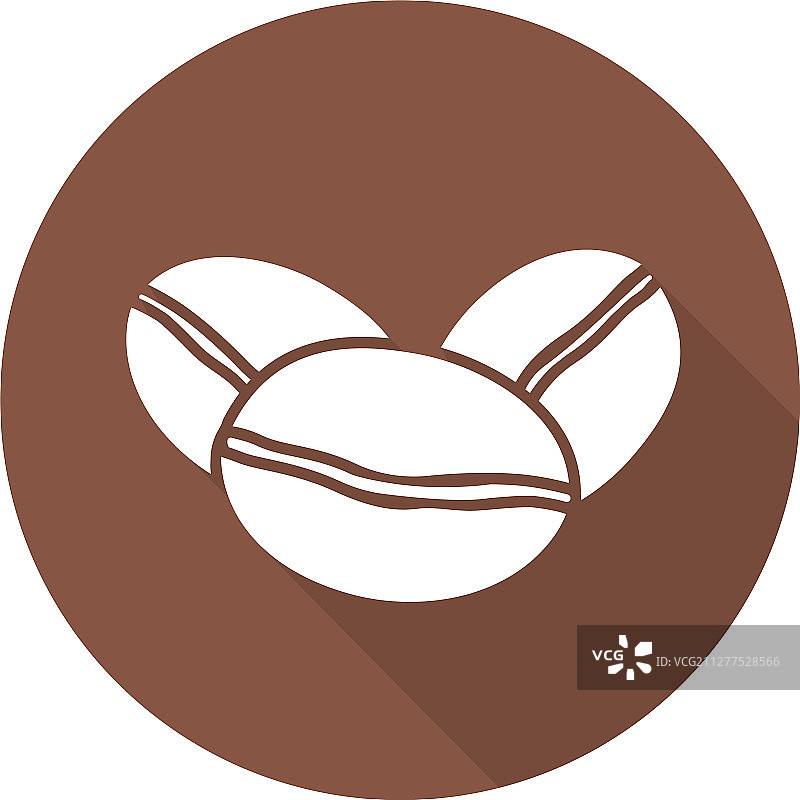 咖啡豆扁平设计长阴影图标图片素材