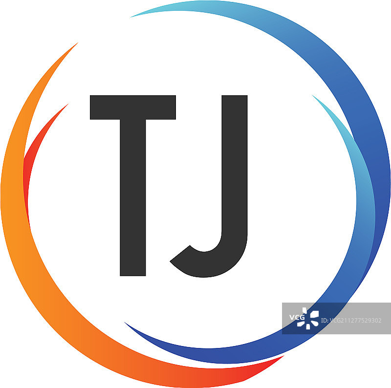首字母TJ创意弧形标志设计图片素材