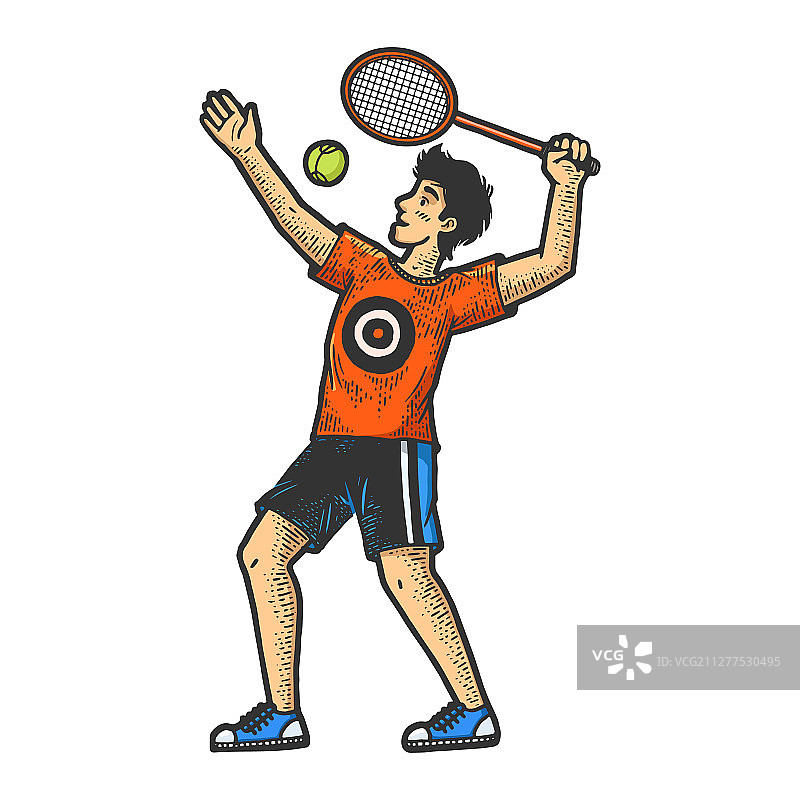 网球运动员素描雕刻图片素材