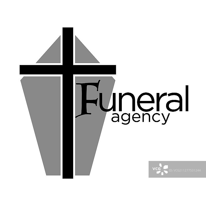 带有灰色棺材的殡仪机构标志图片素材