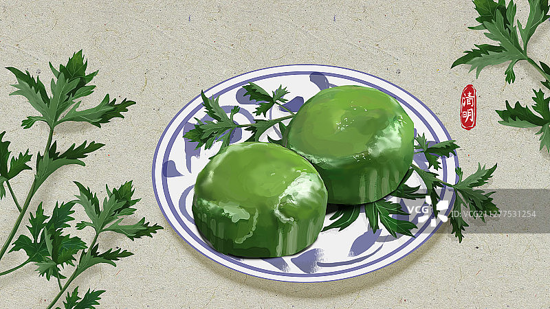 清明节青团美食插画图片素材