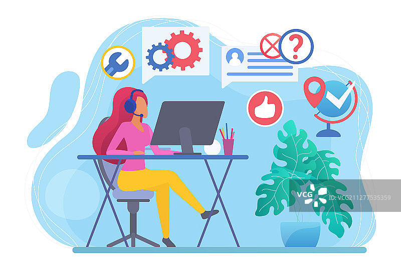 呼叫中心扁平化设计图片素材