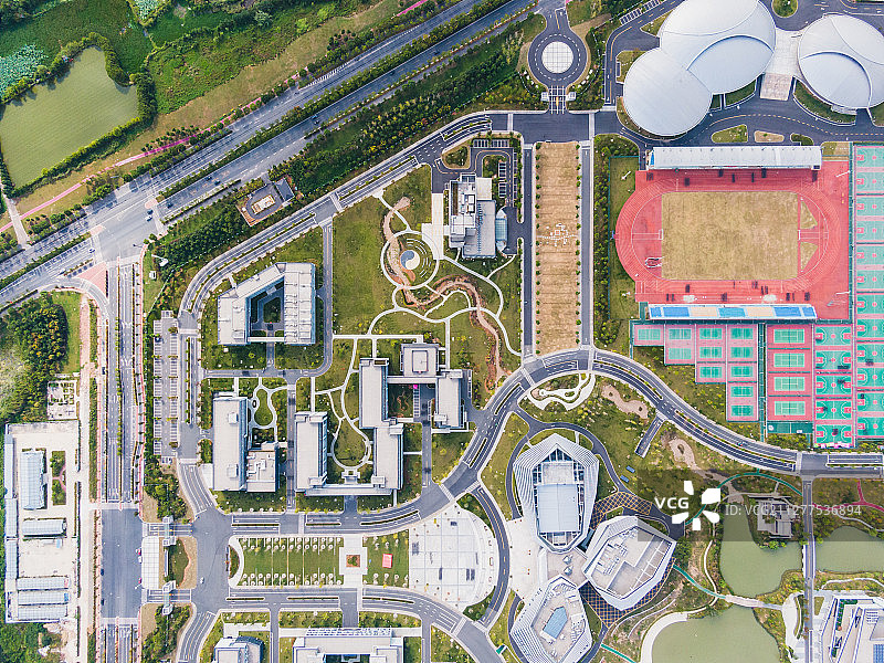 浙江师范大学行知学院兰溪校区航拍图图片素材