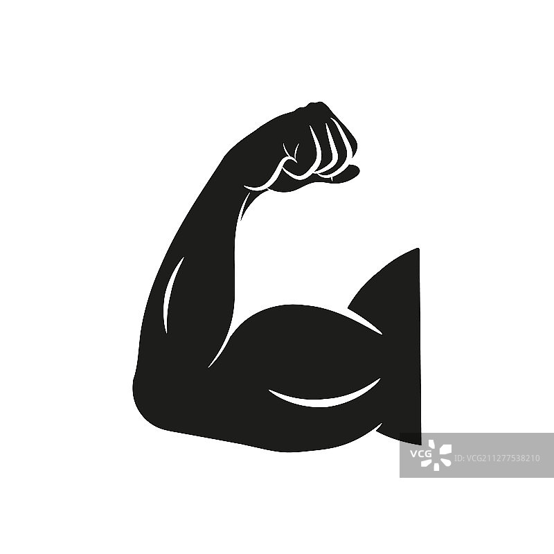 二头肌弯曲手臂图标健壮的健美运动员图片素材