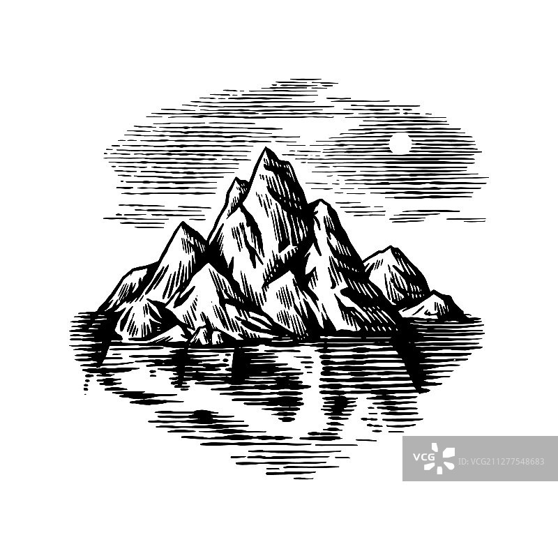 海洋中的冰山：巨大的冰川图片素材