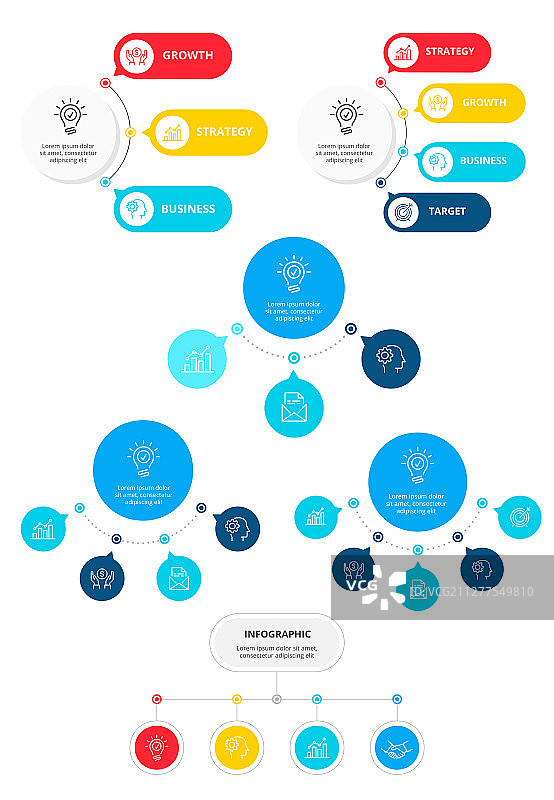 商业信息图表模板集。工作流程布局，图表，时间轴元素010图片素材