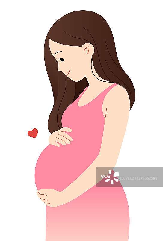 一个孕妈摸着肚子图片素材