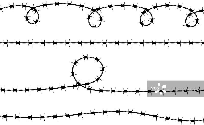 黑色带刺铁丝网无缝图案设计图片素材