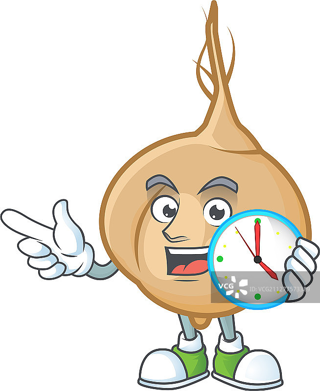 微笑时钟豆薯卡通吉祥物图片素材