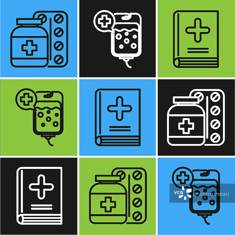 药瓶药丸医疗书籍图标图片素材