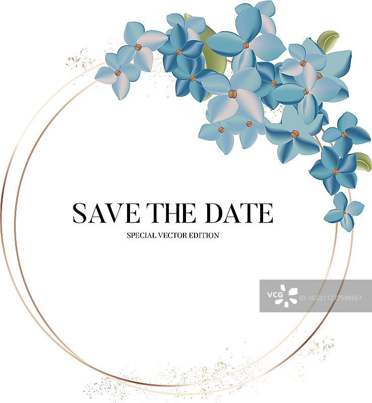 蓝色绣球花3D逼真圆形素材图片素材