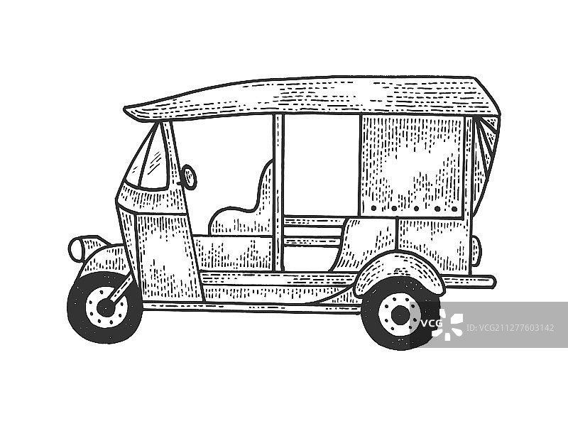 人力车交通速写图片素材