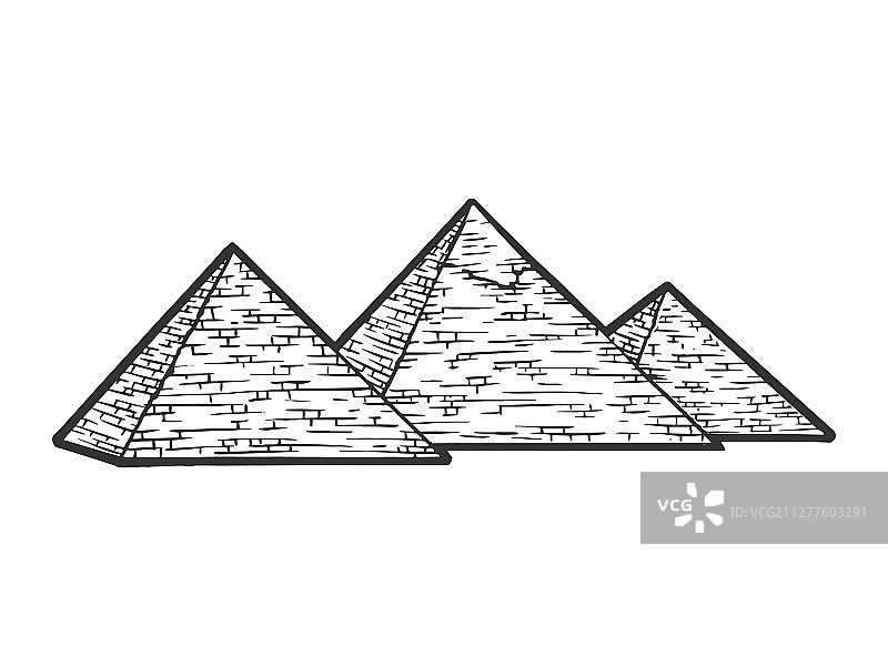 埃及金字塔素描雕刻图片素材