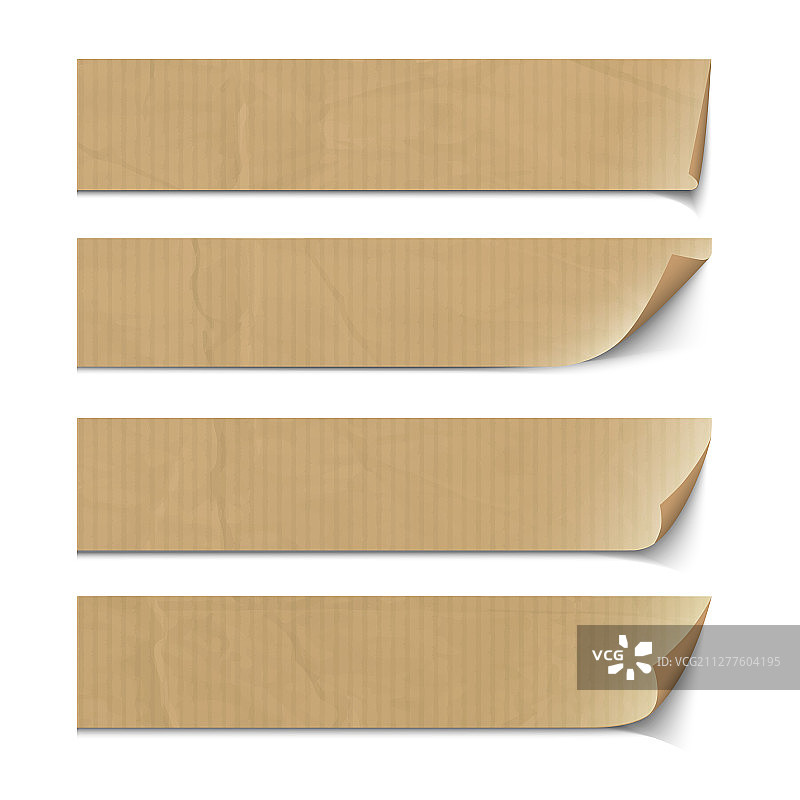 具有不同弯曲角的老旧纸质banner图片素材