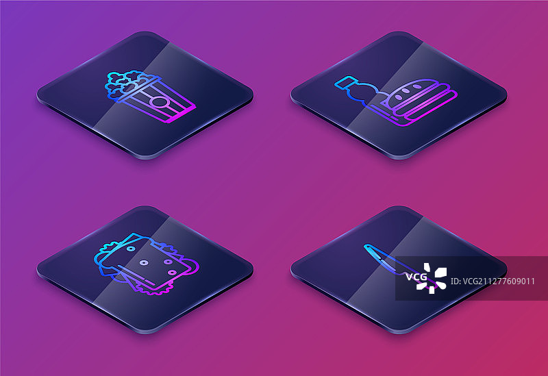 2.5D纸板箱爆米花线条图片素材