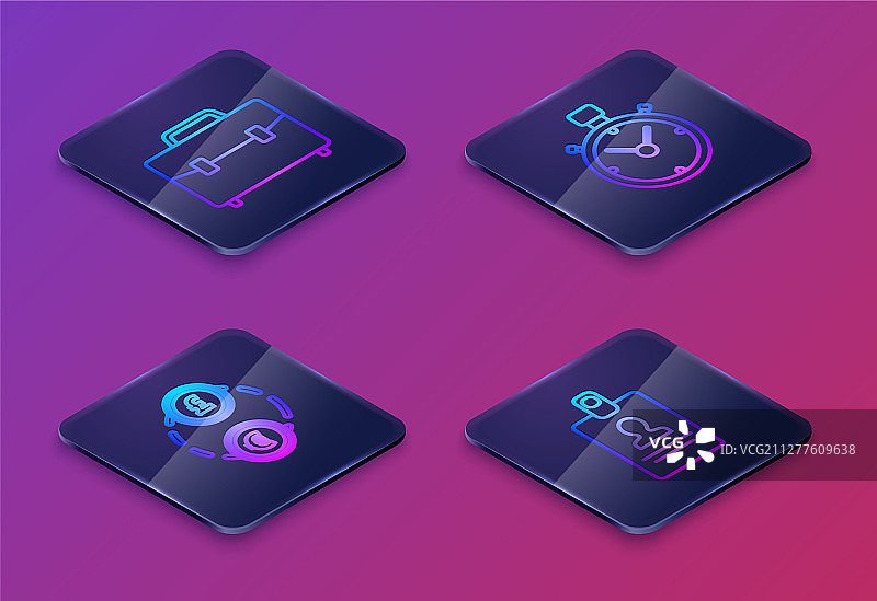 2.5D公文包货币兑换组合图片素材