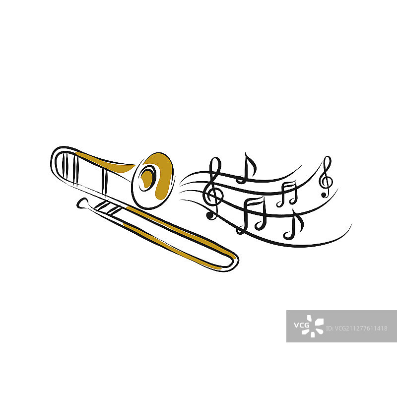 手绘黑白小号隔离图图片素材