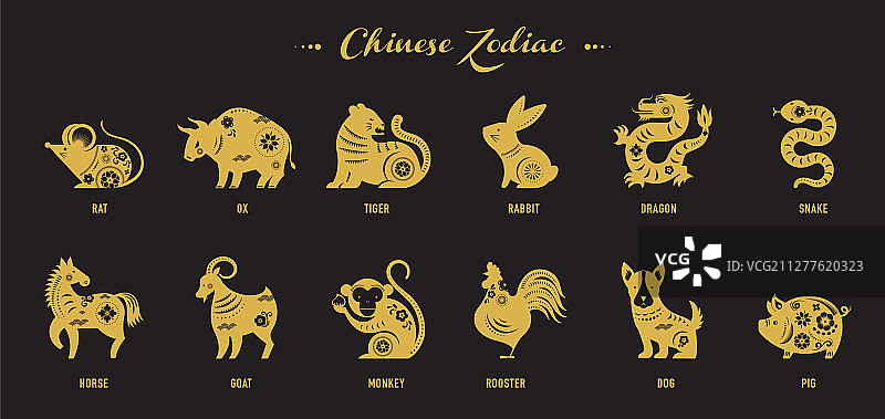 中国新年生肖剪纸图标图片素材