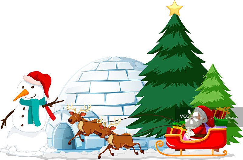 圣诞老人和雪人圣诞主题图片素材