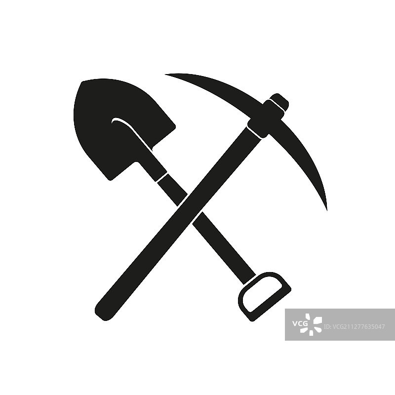 采矿业的十字锹和镐工具图片素材