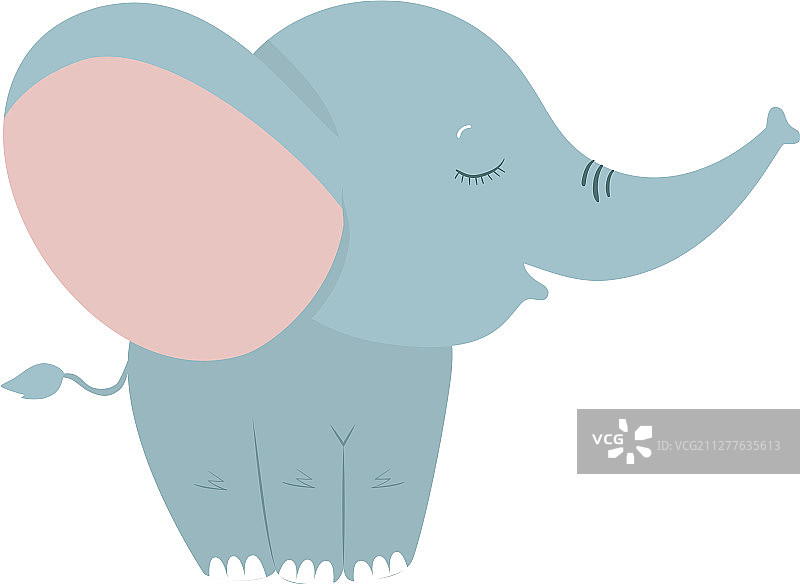单个的可爱大象卡通设计图片素材