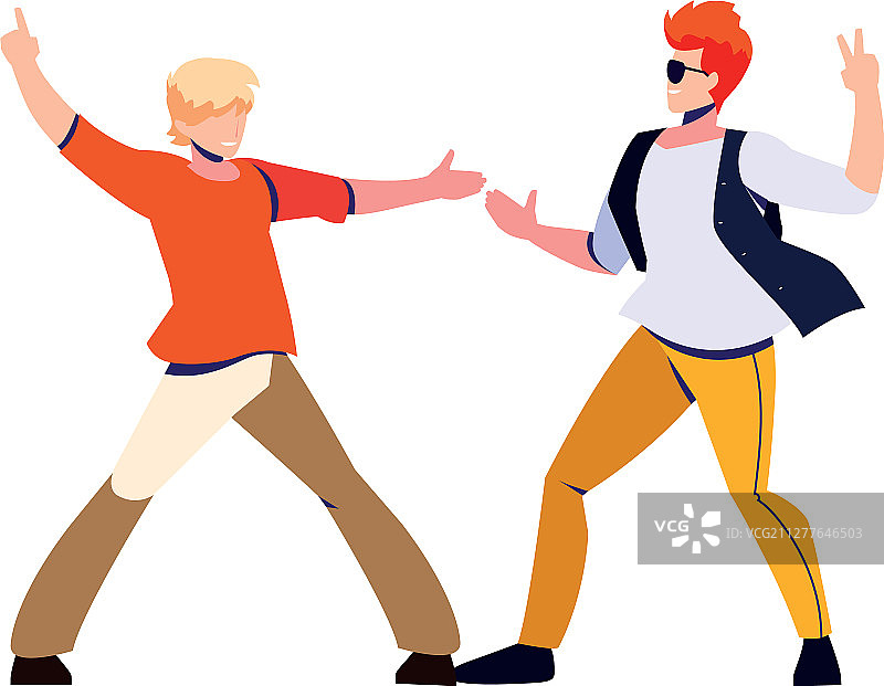 在白色背景上跳舞的男人们图片素材