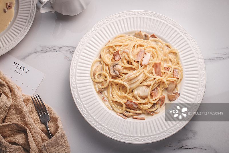 芝士奶油意面图片素材