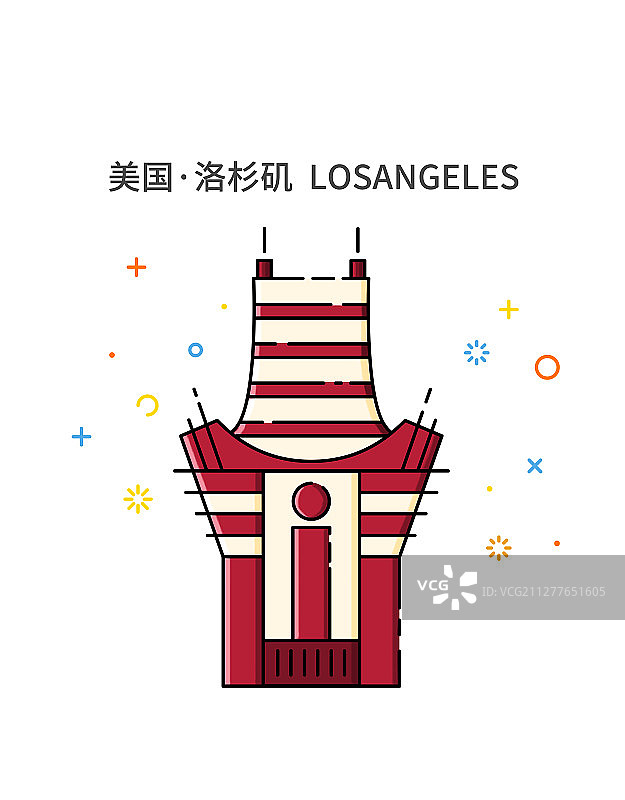 MBE插画建筑美国洛杉矶图片素材