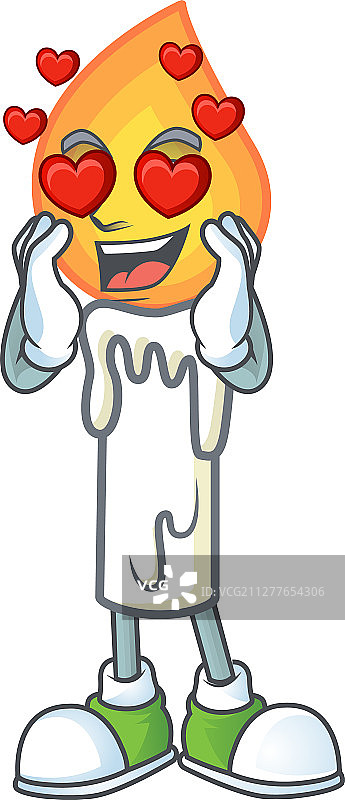 坠入爱河的超可爱白色蜡烛卡通图片素材