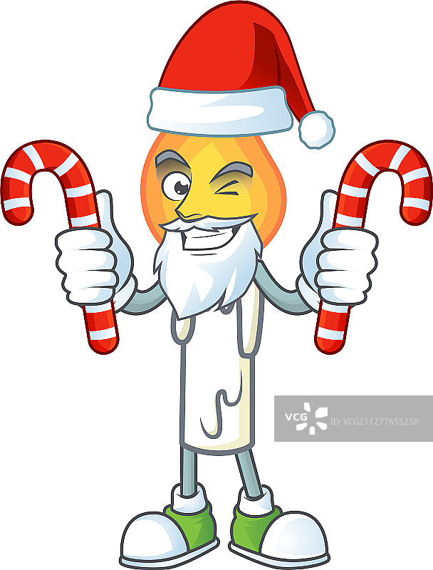 圣诞老人手中拿着白色蜡烛的卡通人物图片素材