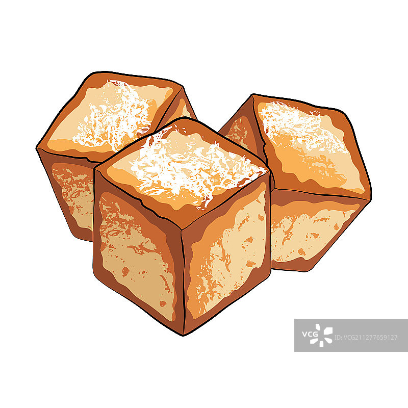 中式炸豆腐（白色背景）图片素材