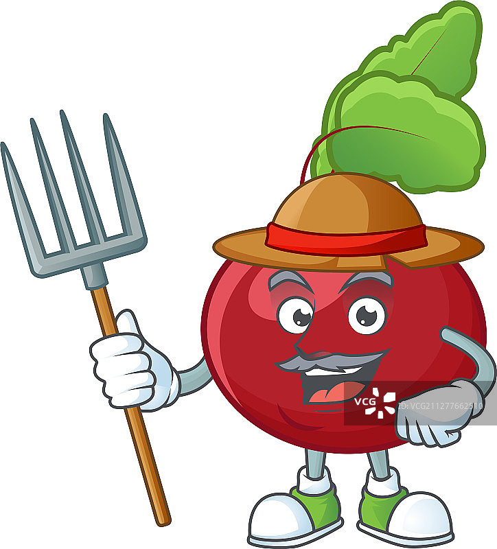 快乐的农民与红甜菜卡通吉祥物图片素材