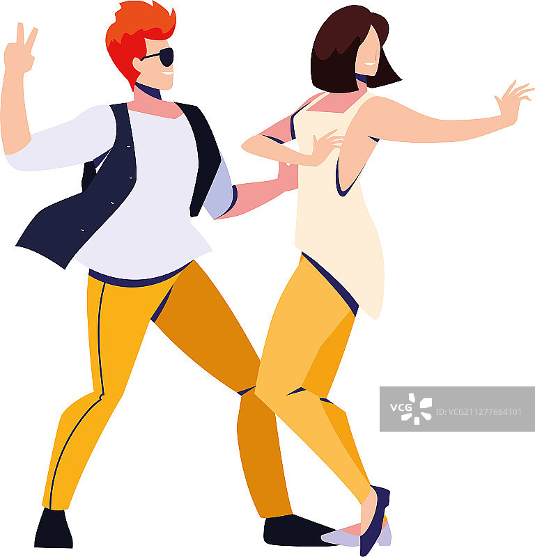 白色背景上的情侣舞蹈图片素材