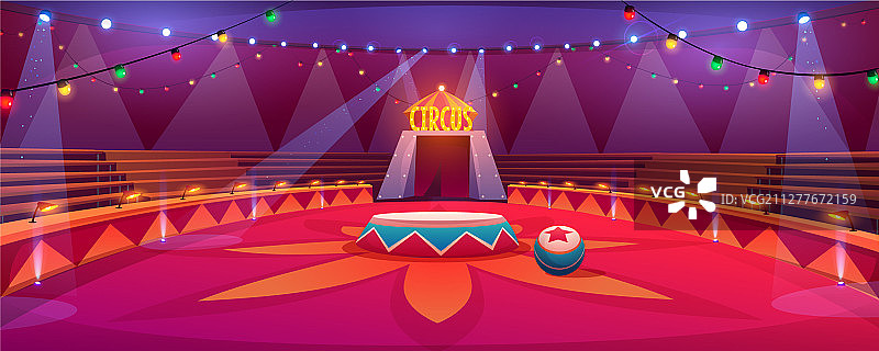 帐篷穹顶下的经典圆形马戏团舞台图片素材